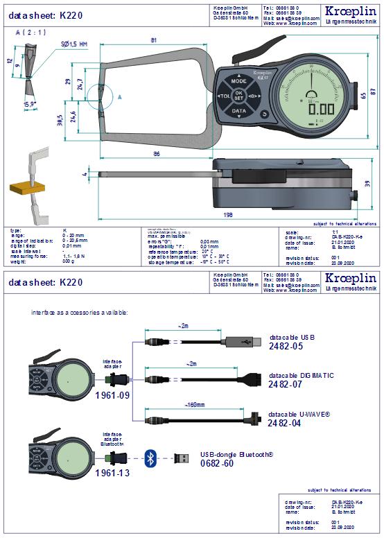 Kroeplin K220 merilna ura za merjenje debeline materiala - tehnina rusba