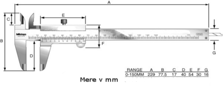 Tehnina slika kljunastega pominega merila ''ubler'' MITUTOYO 530-101 analogni